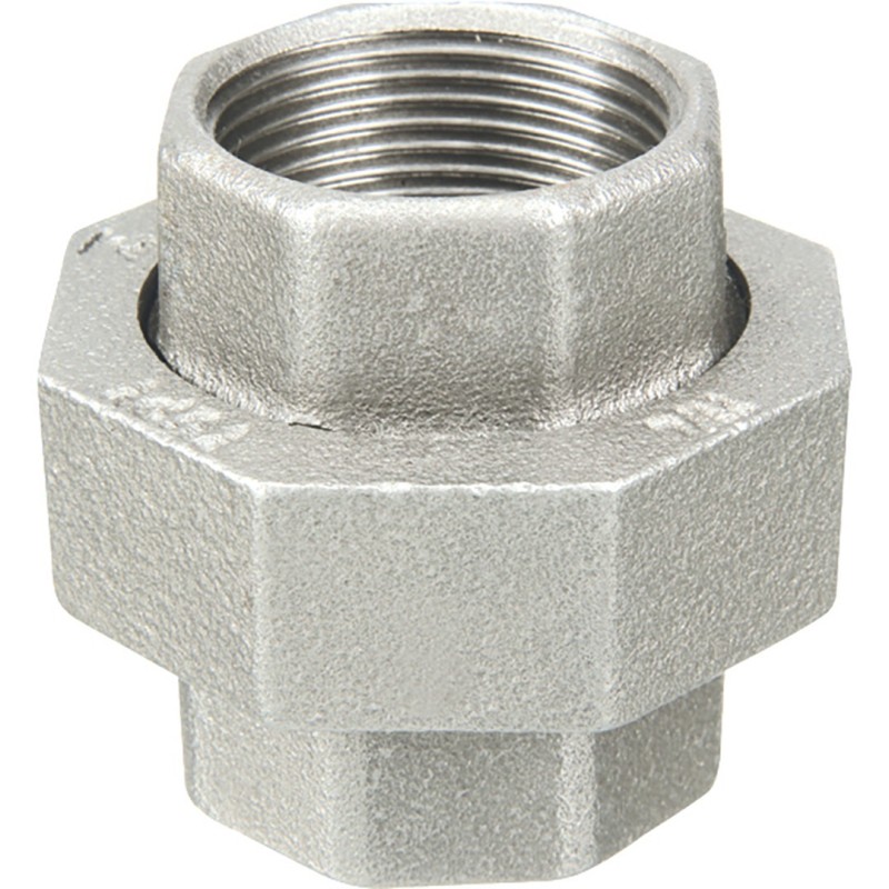 Raccord fonte malléable galvanisé fileté Manchons union femelle à joint plat - 2"1/2 - Brute / Noire
