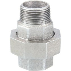 Raccord fonte malléable galvanisé fileté Manchon union mâle et femelle à joint plat - 2"1/2 - Galvanisée / Galva