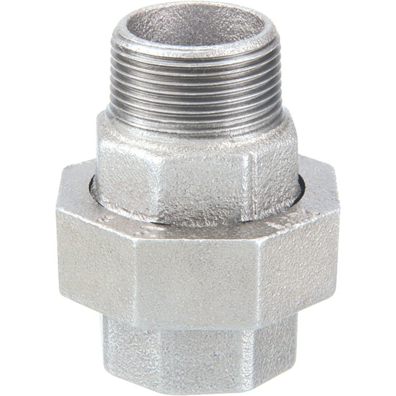 Raccord fonte malléable galvanisé fileté Manchon union mâle et femelle à joint plat - 2"1/2 - Galvanisée / Galva