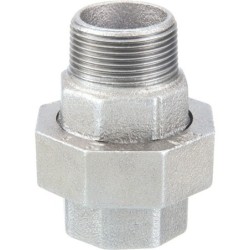 Raccord fonte malléable galvanisé fileté Manchon union mâle et femelle conique - 2" - Galvanisée / Galva