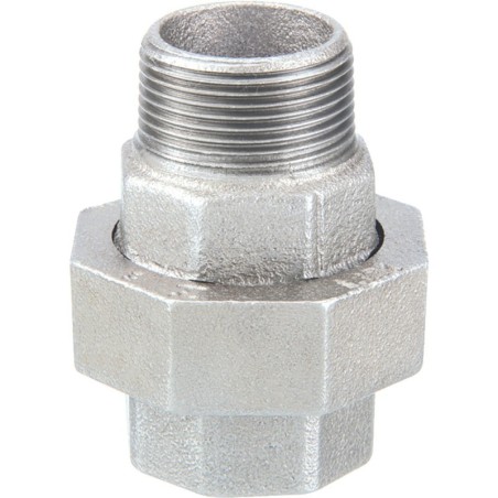 Raccord fonte malléable galvanisé fileté Manchon union mâle et femelle conique - 4" - Galvanisée / Galva