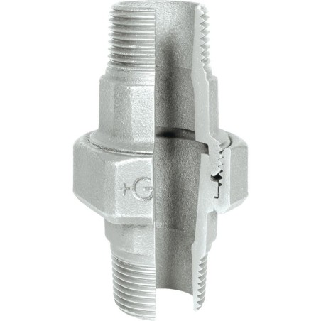Raccord fonte malléable galvanisé fileté Manchon union mâle à joint conique - 1"1/2 - Galvanisée / Galva