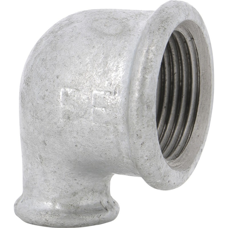 Raccord fonte malléable galvanisé fileté Coude réduit femelle - Galvanisée / Galva - 3/4" - 1/2"