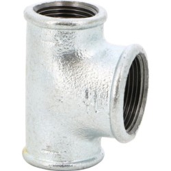 Raccord fonte malléable galvanisé fileté Té réduit femelle - Galvanisée / Galva - 1"1/4 x 1"1/4 x 1/2"
