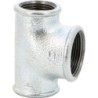 Raccord fonte malléable galvanisé fileté Té réduit femelle - Galvanisée / Galva - 2" x 1"1/4 x 2"