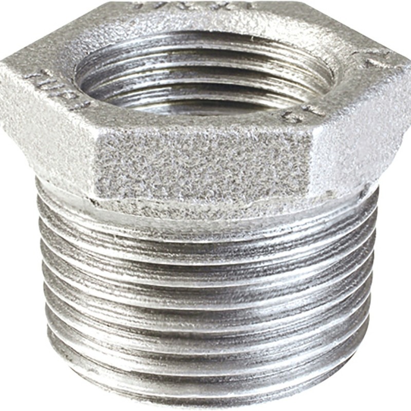 Raccord fonte galvanisé malléable fileté Manchon réduit mâle et femelle - Galvanisée / Galva - 3" - 2"1/2
