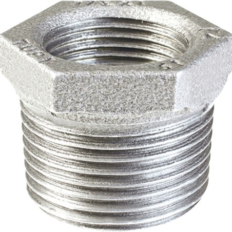 Raccord fonte galvanisé malléable fileté Manchon réduit mâle et femelle - Galvanisée / Galva - 4" - 2"