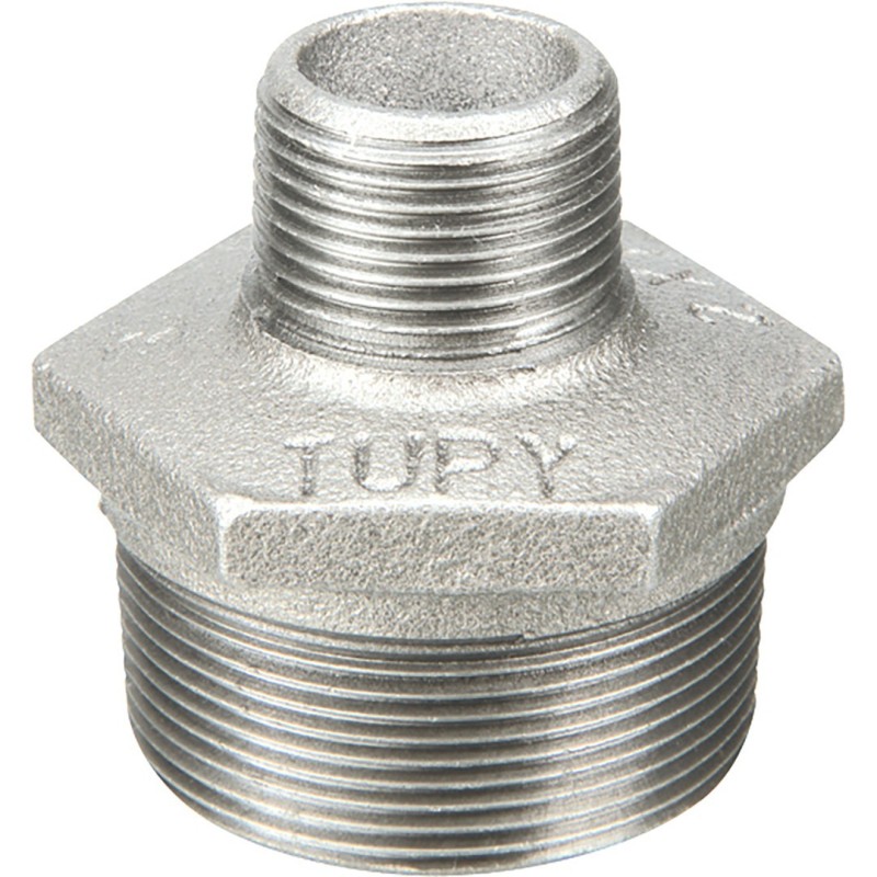 Raccord fonte malléable galvanisé Mamelon réduit mâle - Galvanisée / Galva - 1" - 1/2"