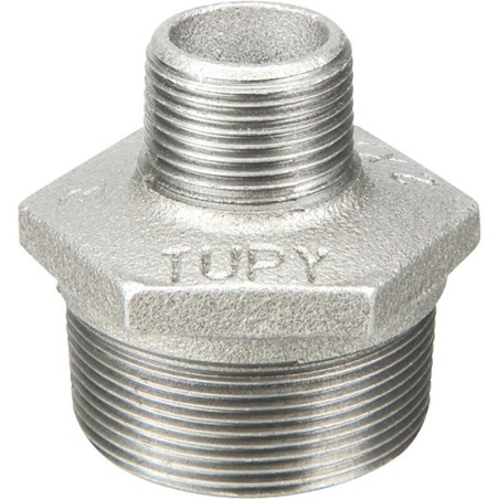 Raccord fonte malléable galvanisé Mamelon réduit mâle - Galvanisée / Galva - 1" - 1/2"