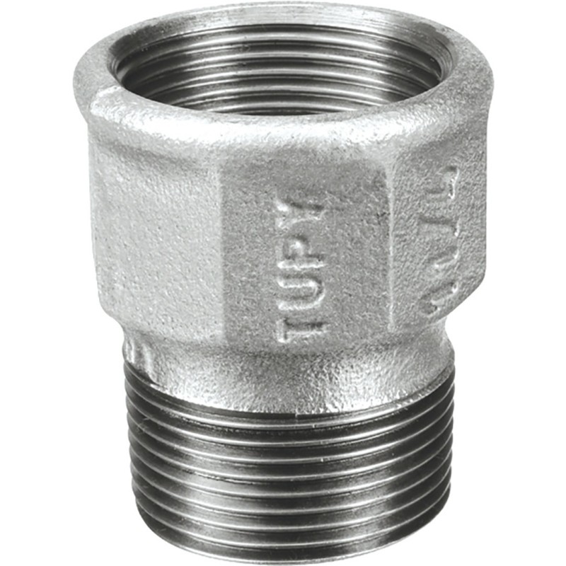 Raccord fonte malléable galvanisé fileté Manchon égal femelle et mâle - 1/4" - Galvanisée / Galva