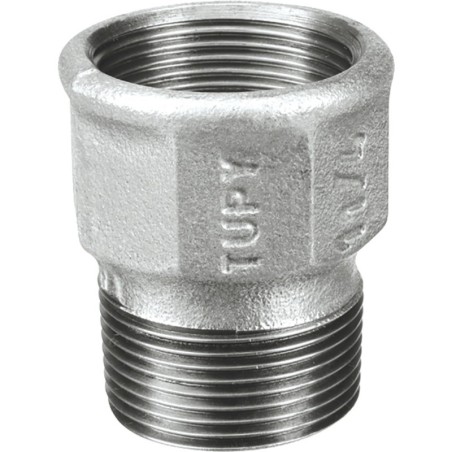 Raccord fonte malléable galvanisé fileté Manchon égal femelle et mâle - 1/4" - Galvanisée / Galva