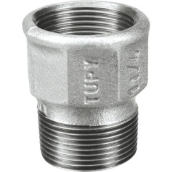 Raccord fonte malléable galvanisé fileté Manchon égal femelle et mâle - 1" - Galvanisée / Galva