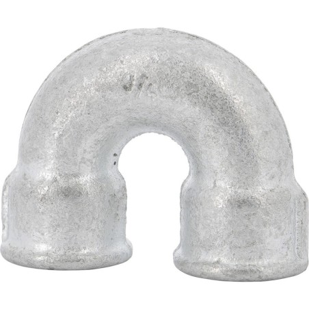 Raccord fonte malléable galvanisé fileté courbe FF double 180° - 1" - Galvanisée / Galva
